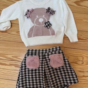 U+é By Miss Grant skirt and cashmere sweater set, 4 years girl, made in Italy